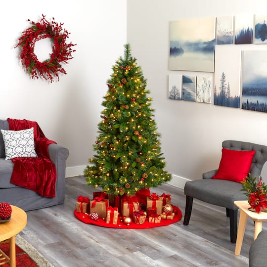 6ft. Pre-Lit Aberdeen Spruce Artificial Christmas Tree, Clear LED Lights
